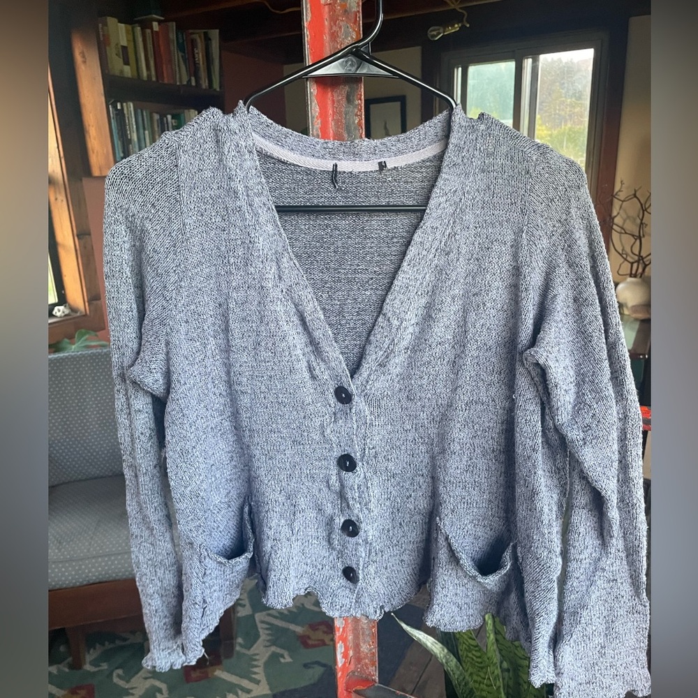 Blue crop cardigan